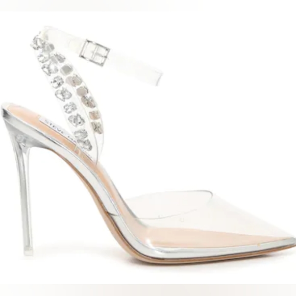 🥳SOLD🥳Steve Madden Vary clear embellished Slingback Pump Shoes - Picture 6 of 14